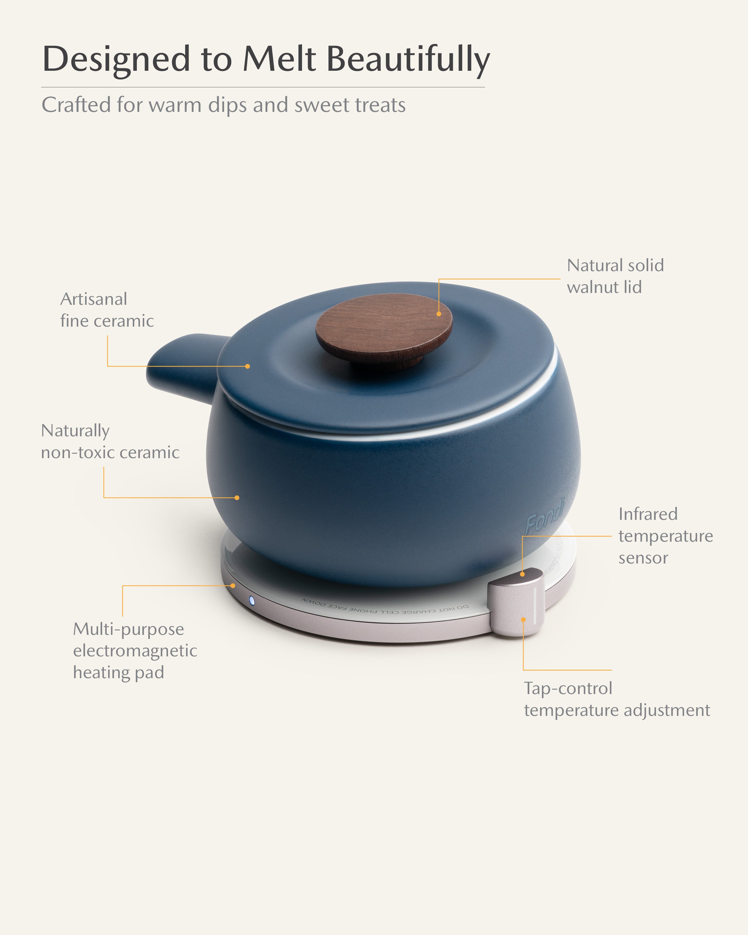 Fondi Self-heating Fondue Set - Deep Navy