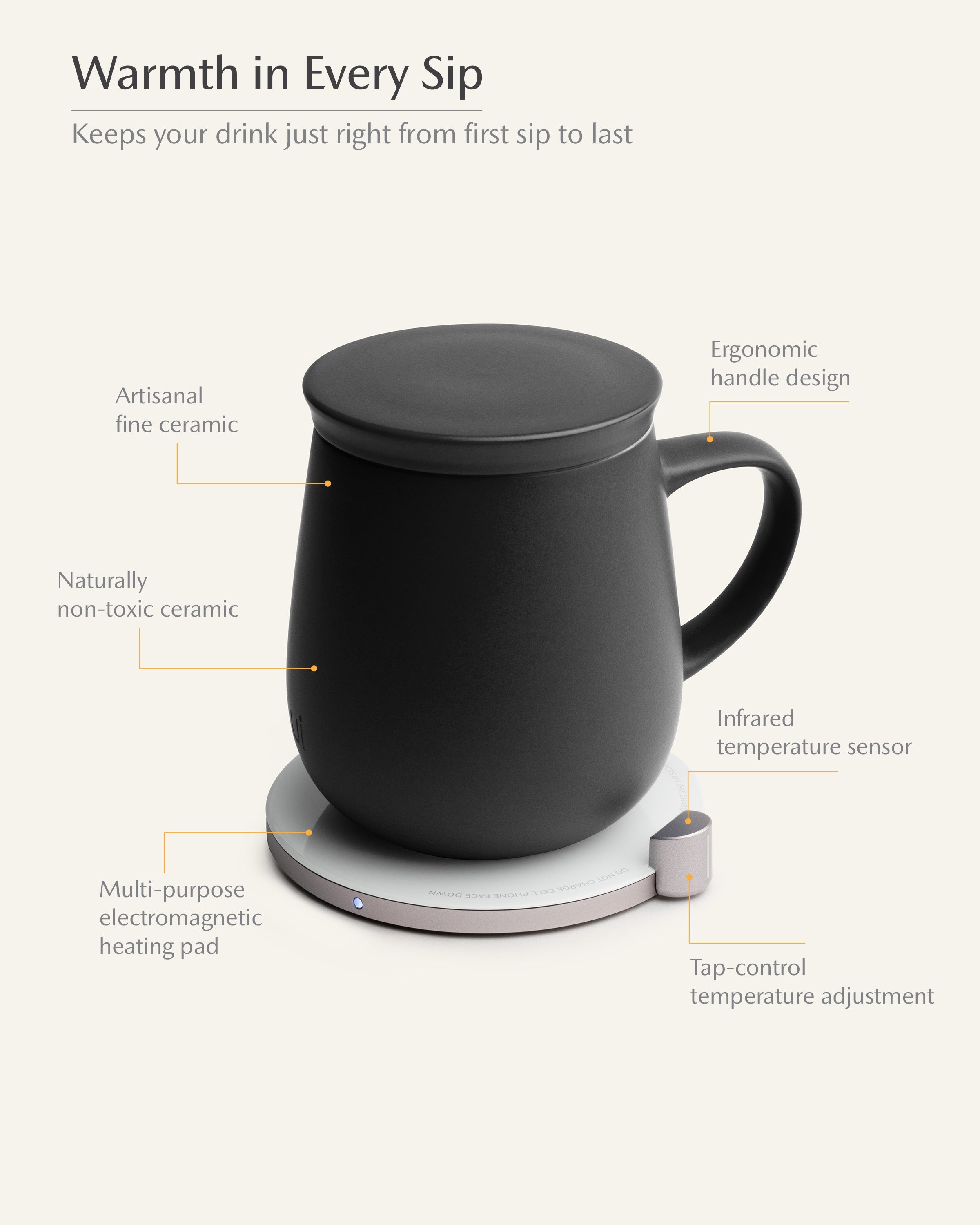 Ui Self-heating Mug Set - Inkstone Black