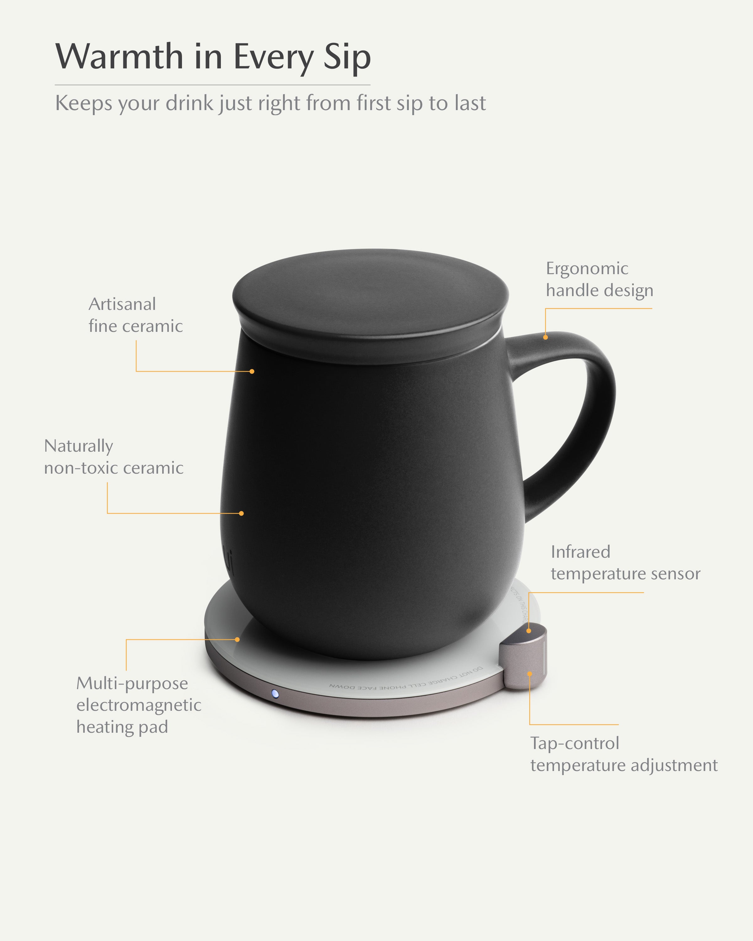 Ui Self-heating Mug Set - Inkstone Black