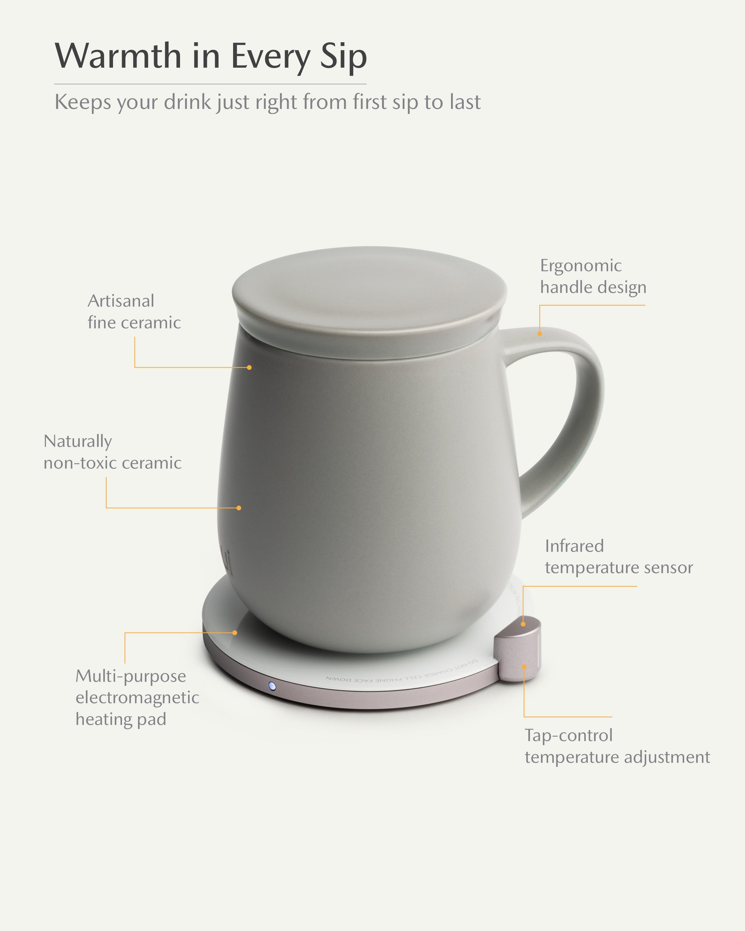 Ui Self-heating Mug Set - Soft Gray