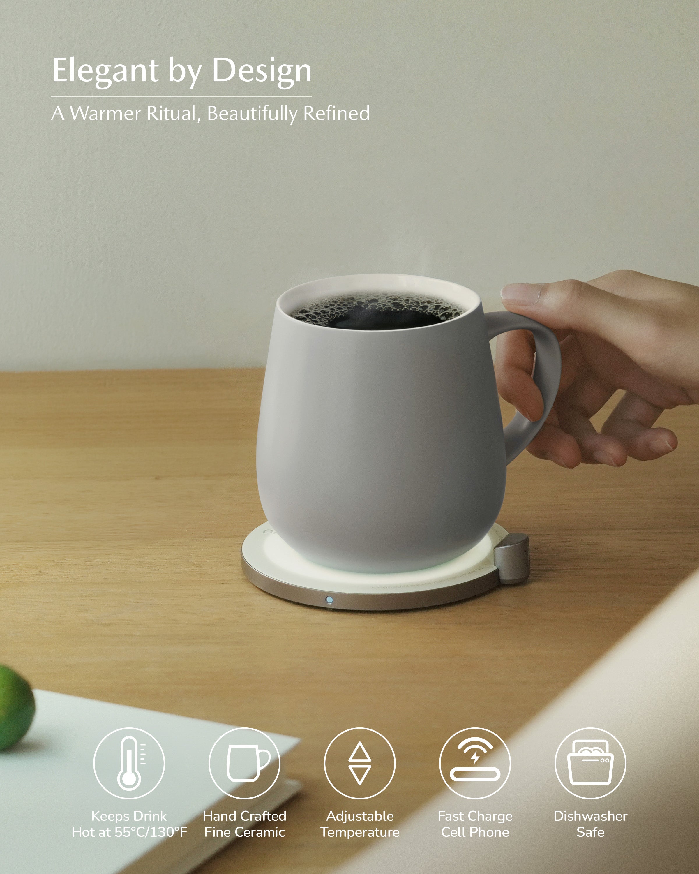 Ui Self-heating Mug Set - Soft Gray