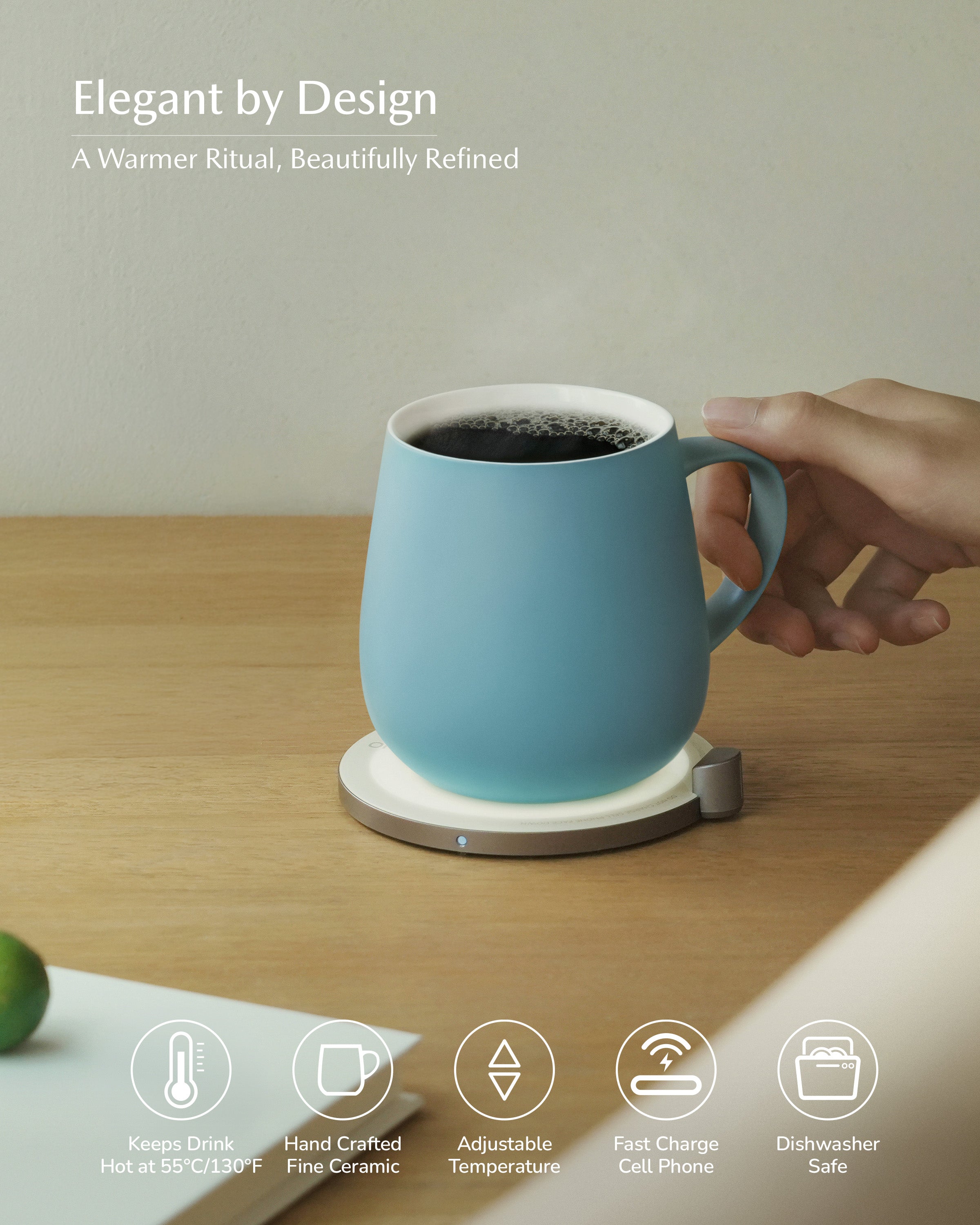 Ui Self-heating Mug Set - Moonmist Blue