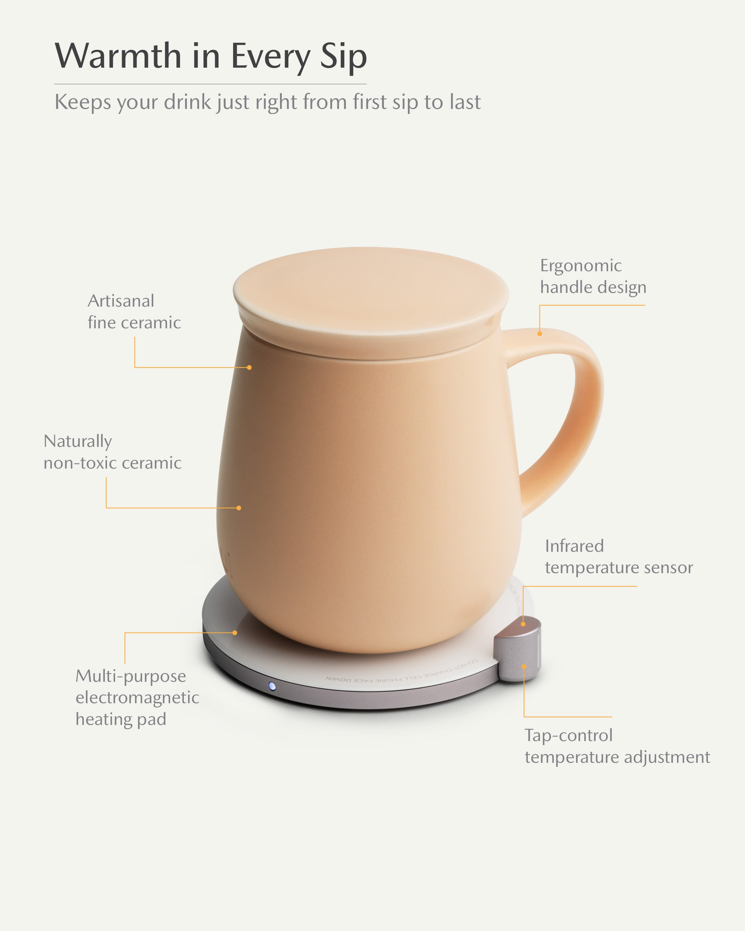 Ui Self-heating Mug Set - Rosy Apricot