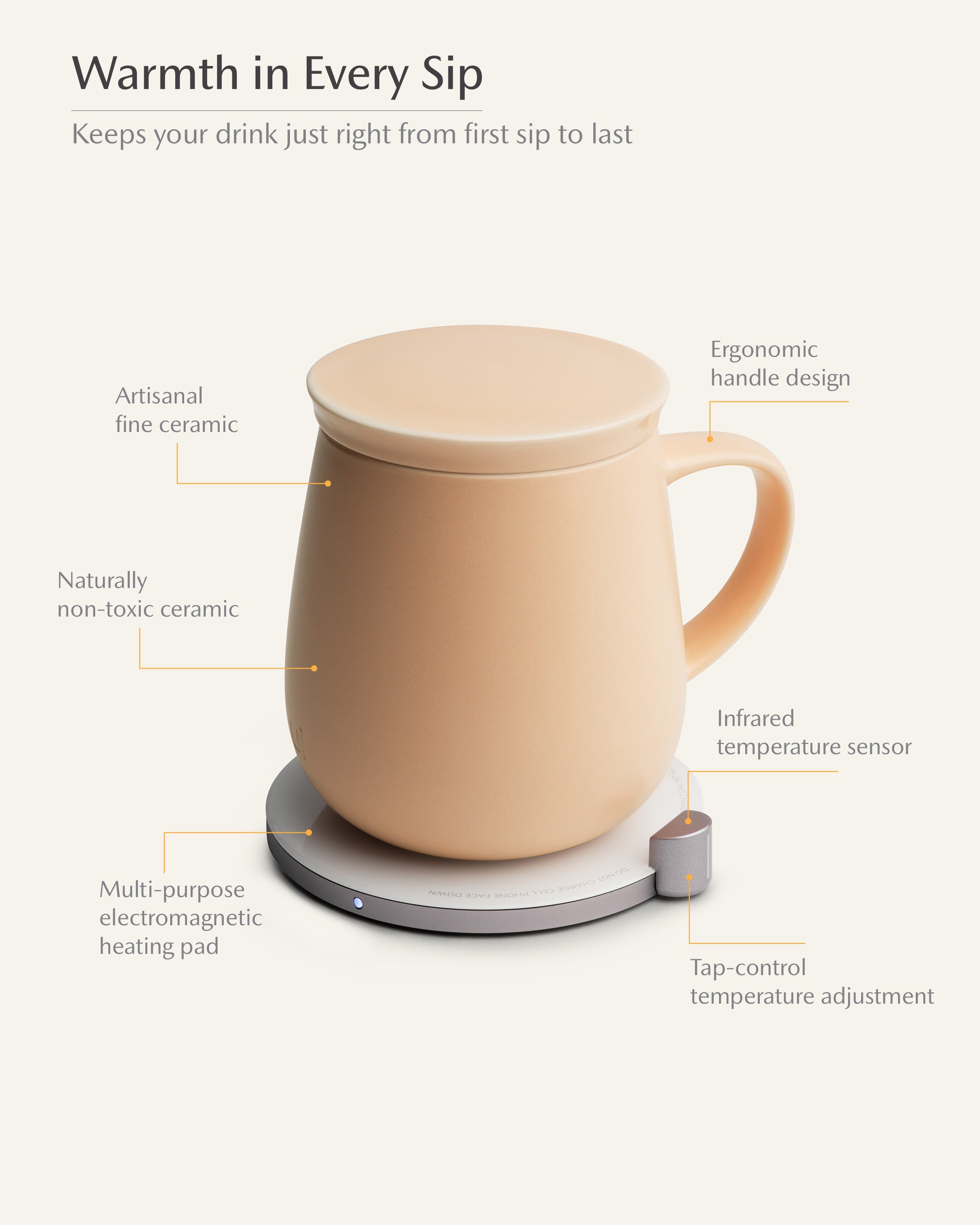 Ui Self-heating Mug Set - Rosy Apricot