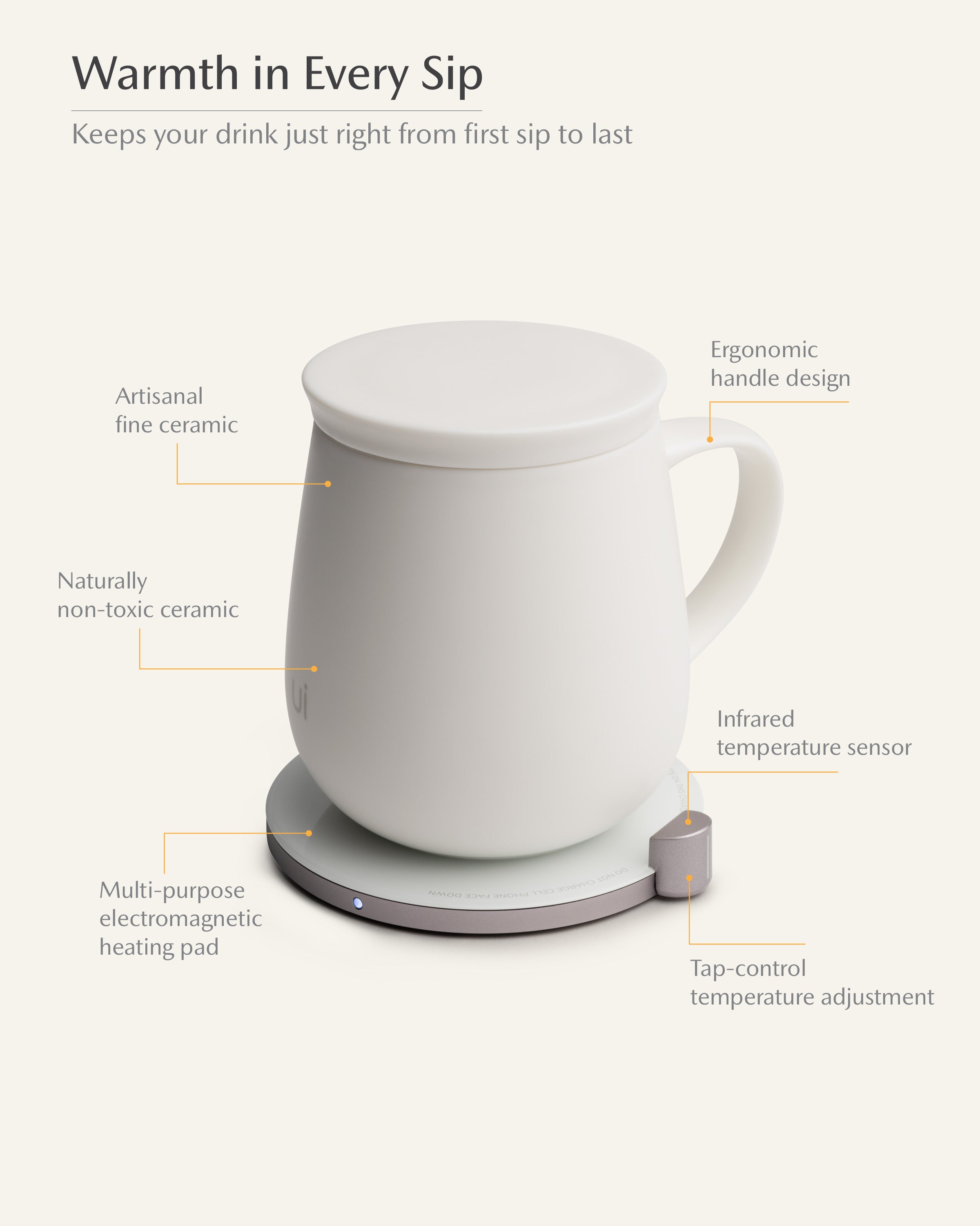 Ui Self-heating Mug Set - Jasmine White