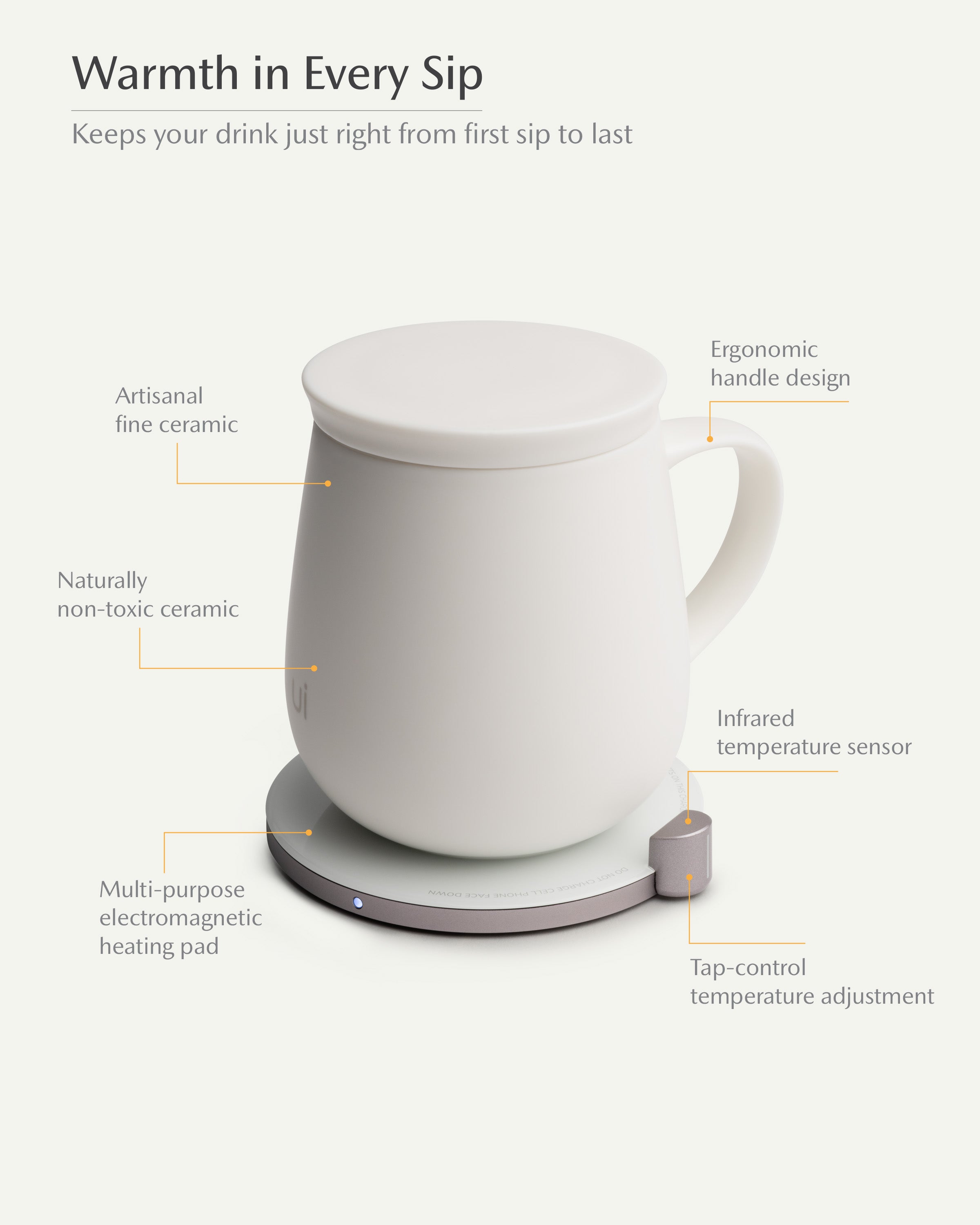 Ui Self-heating Mug Set - Jasmine White