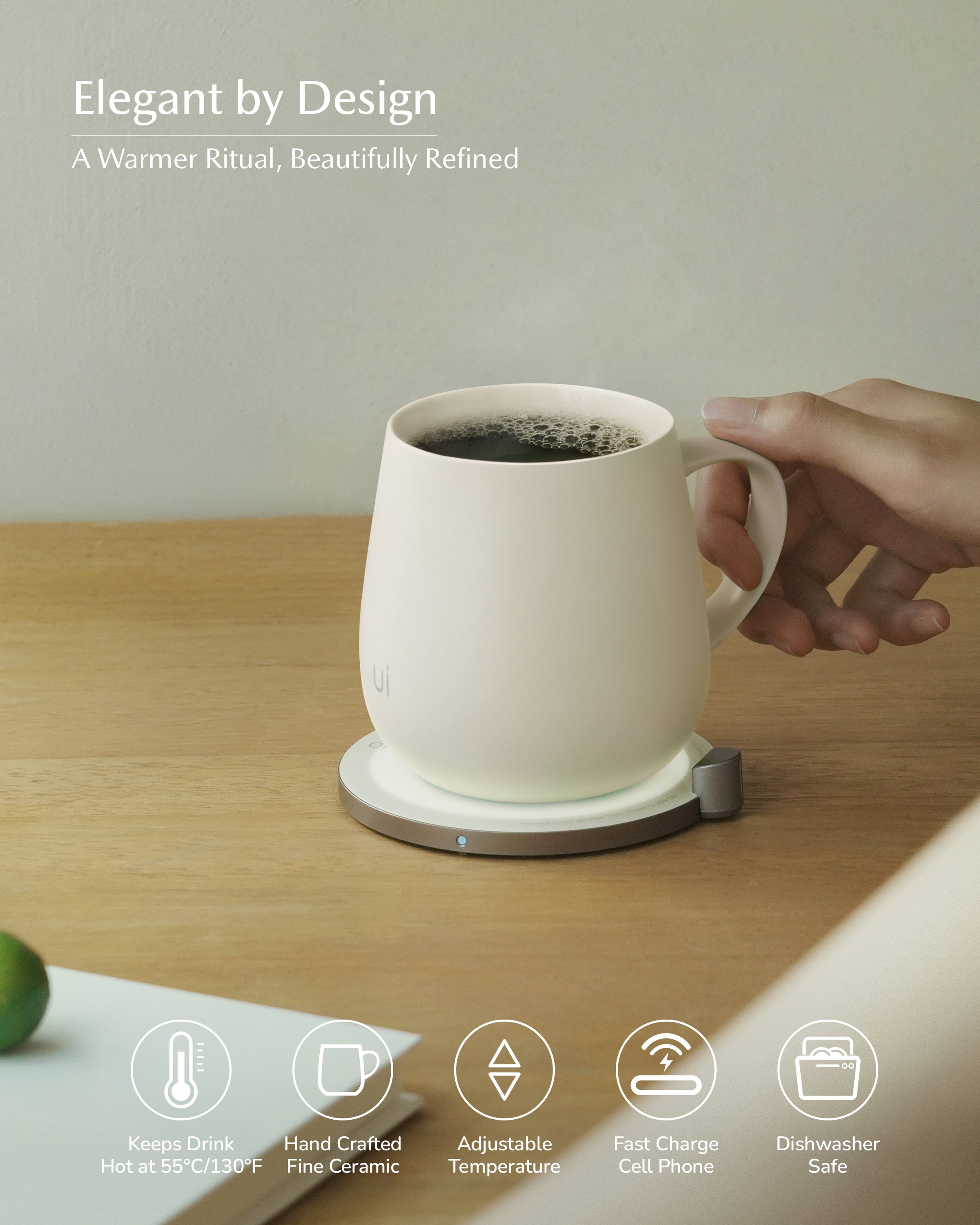 Ui Self-heating Mug Set - Jasmine White