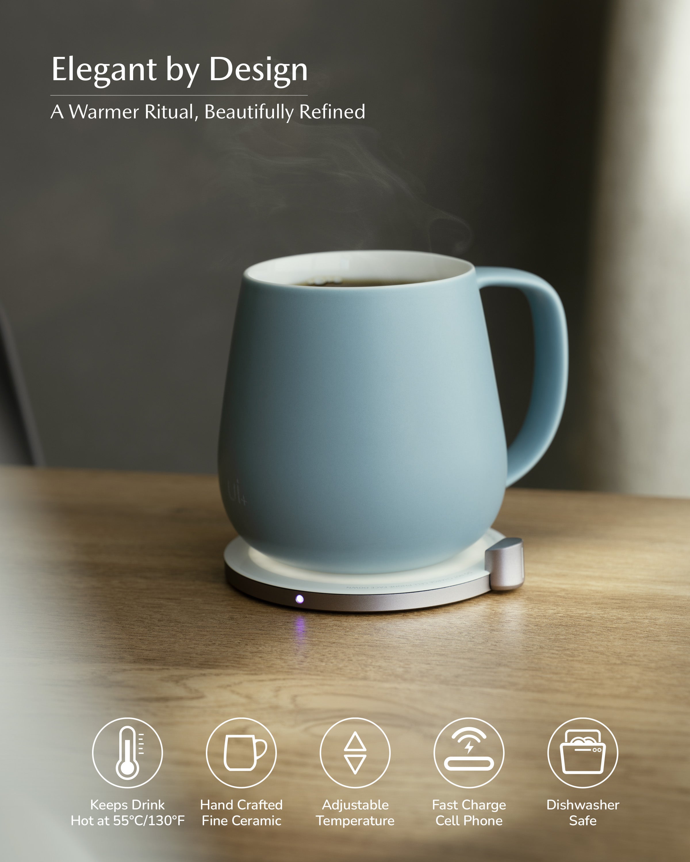 Ui+ Self-heating Mug Set - Moonmist Blue