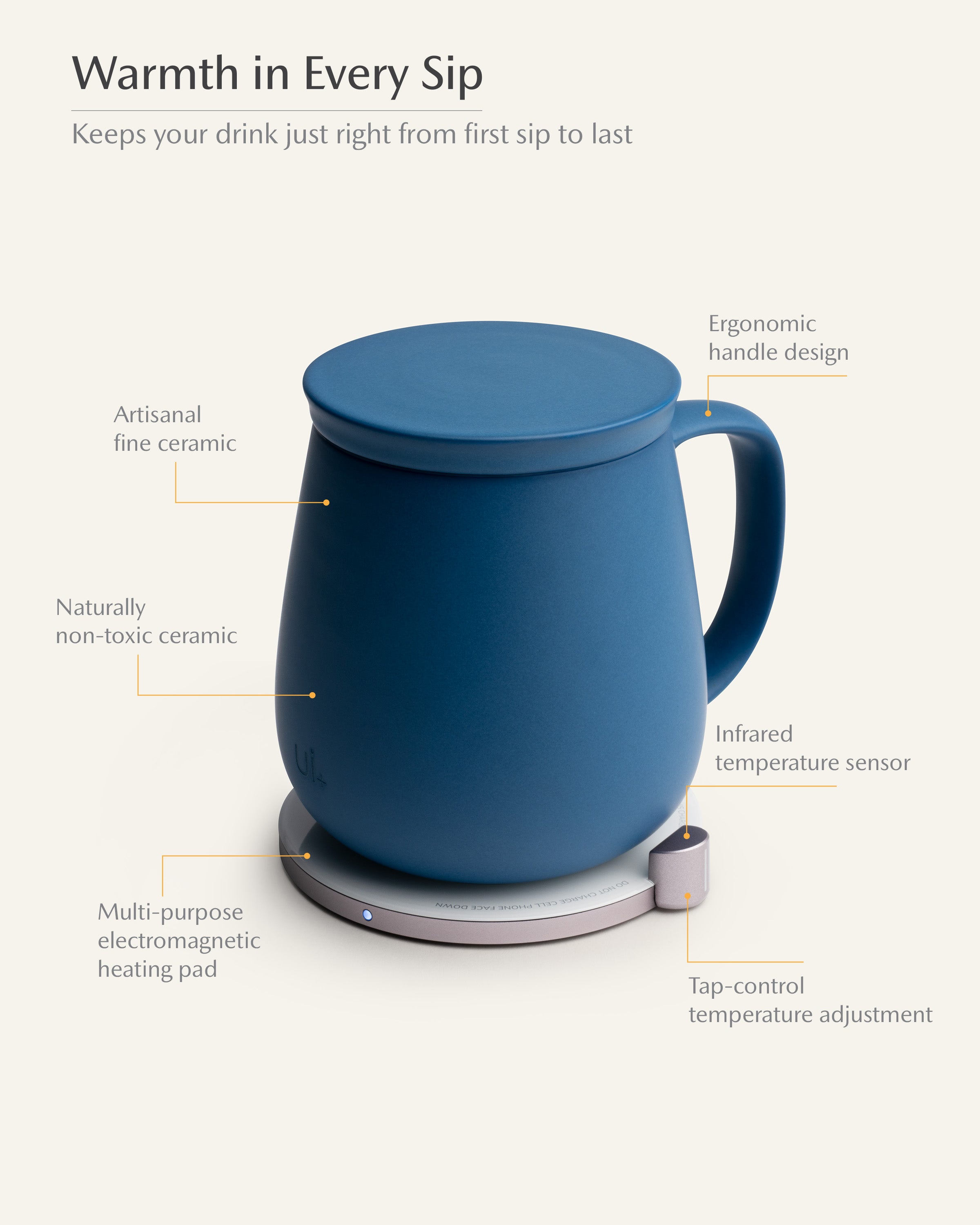 Ui+ Self-heating Mug Set - Deep Navy