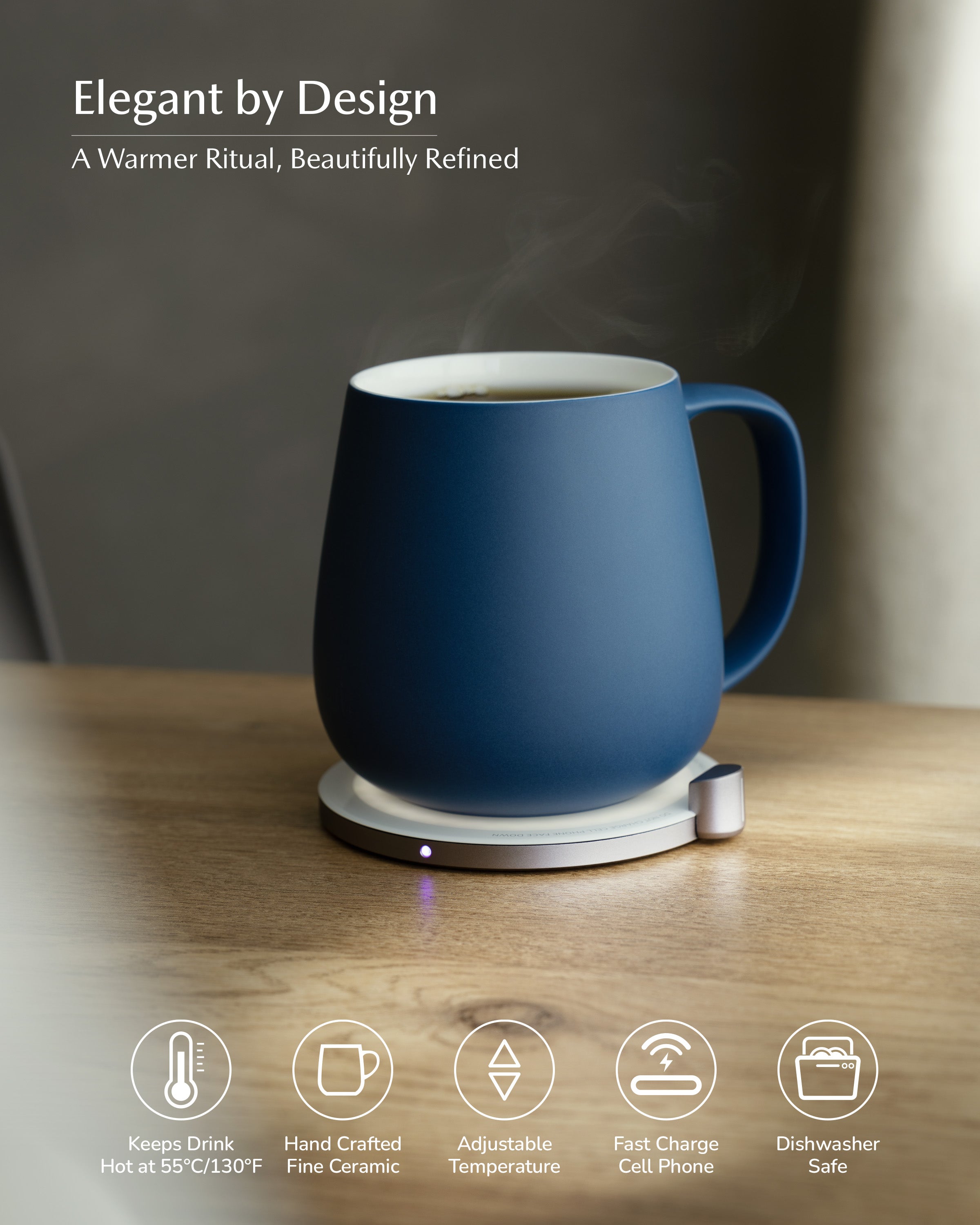 Ui+ Self-heating Mug Set - Deep Navy