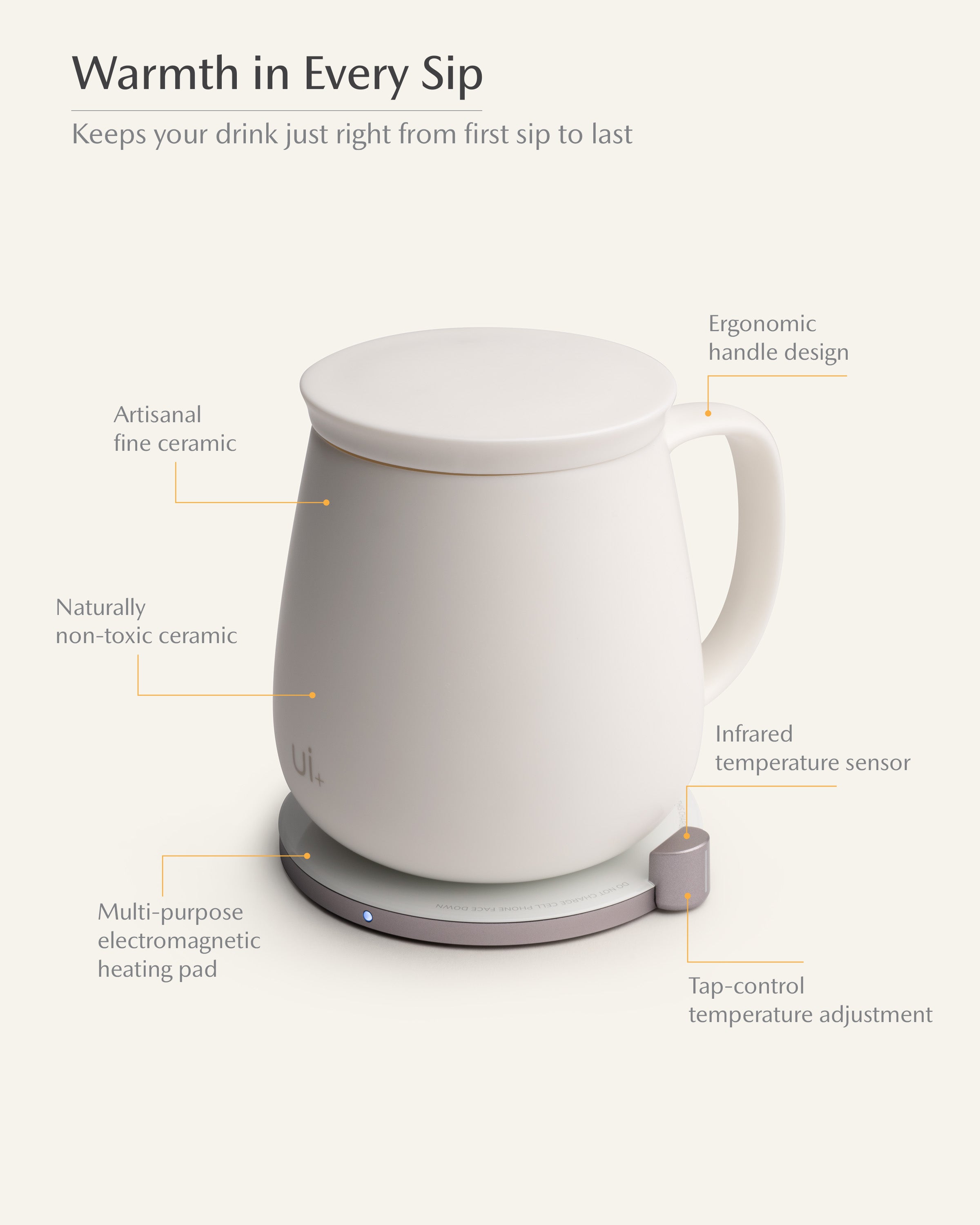 Ui+ Self-heating Mug Set - Jasmine White