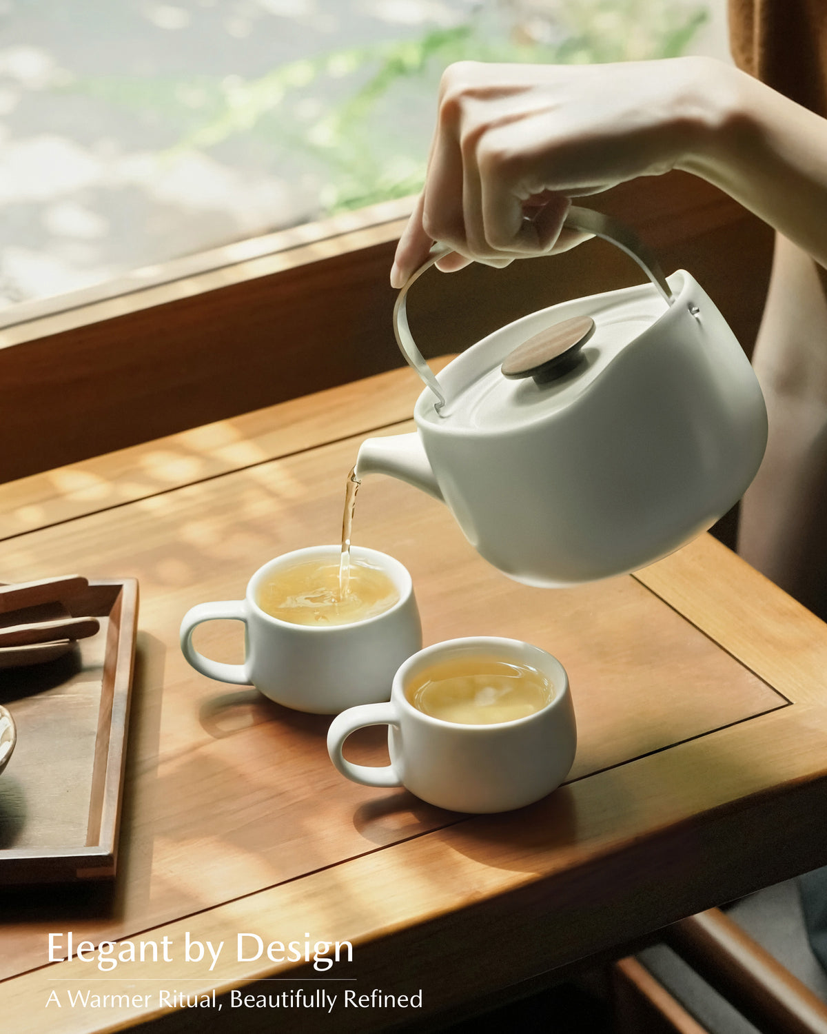 Leiph Self-heating Teapot Set - Soft Gray