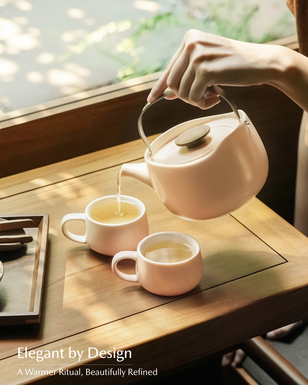 Leiph Self-heating Teapot Set - Rosy Apricot