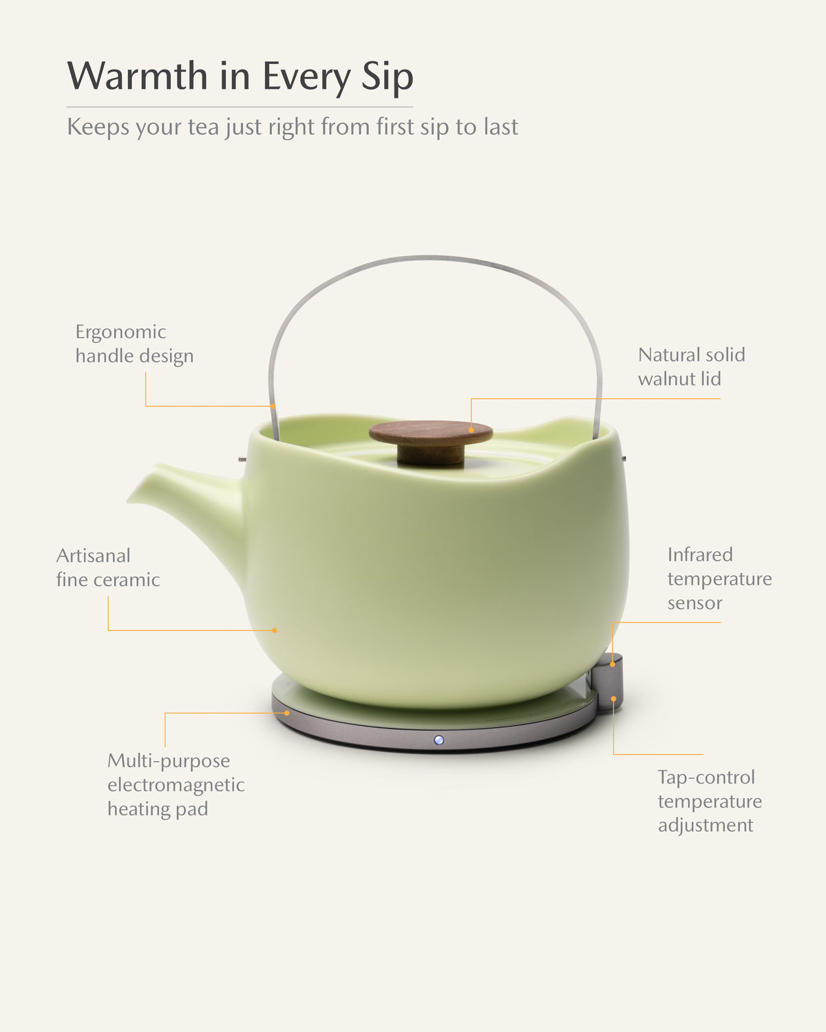 Leiph Self-heating Teapot Set - Verde Green