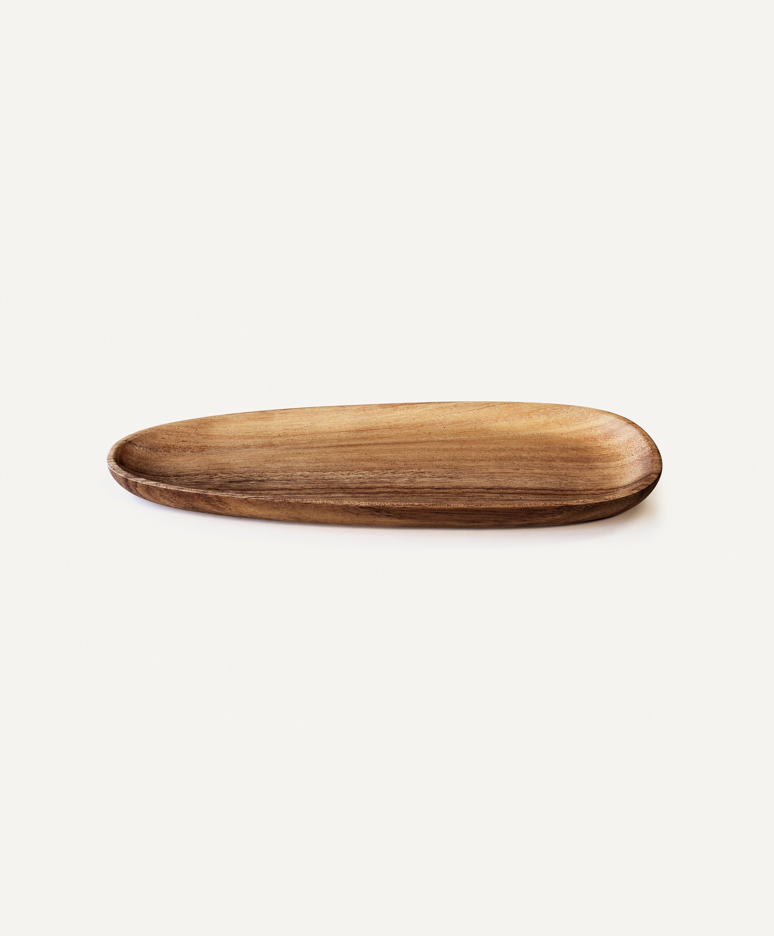 Foree wooden long plate handcrafted from solid Acacia wood 11.9 x 4.9 in / 30 x 12.5 cm with natural woodgrain design