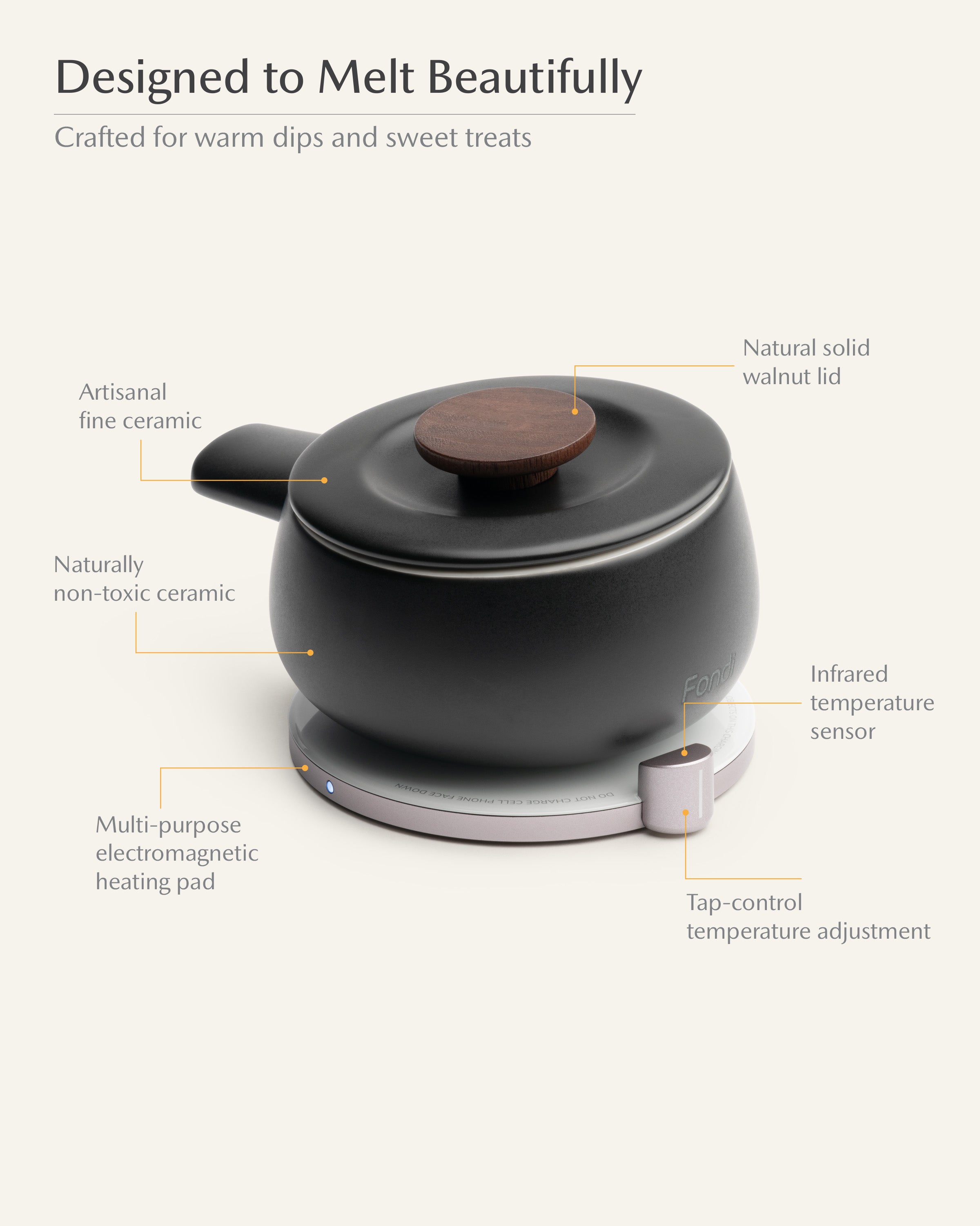 Fondi Self-heating Fondue Set - Inkstone Black
