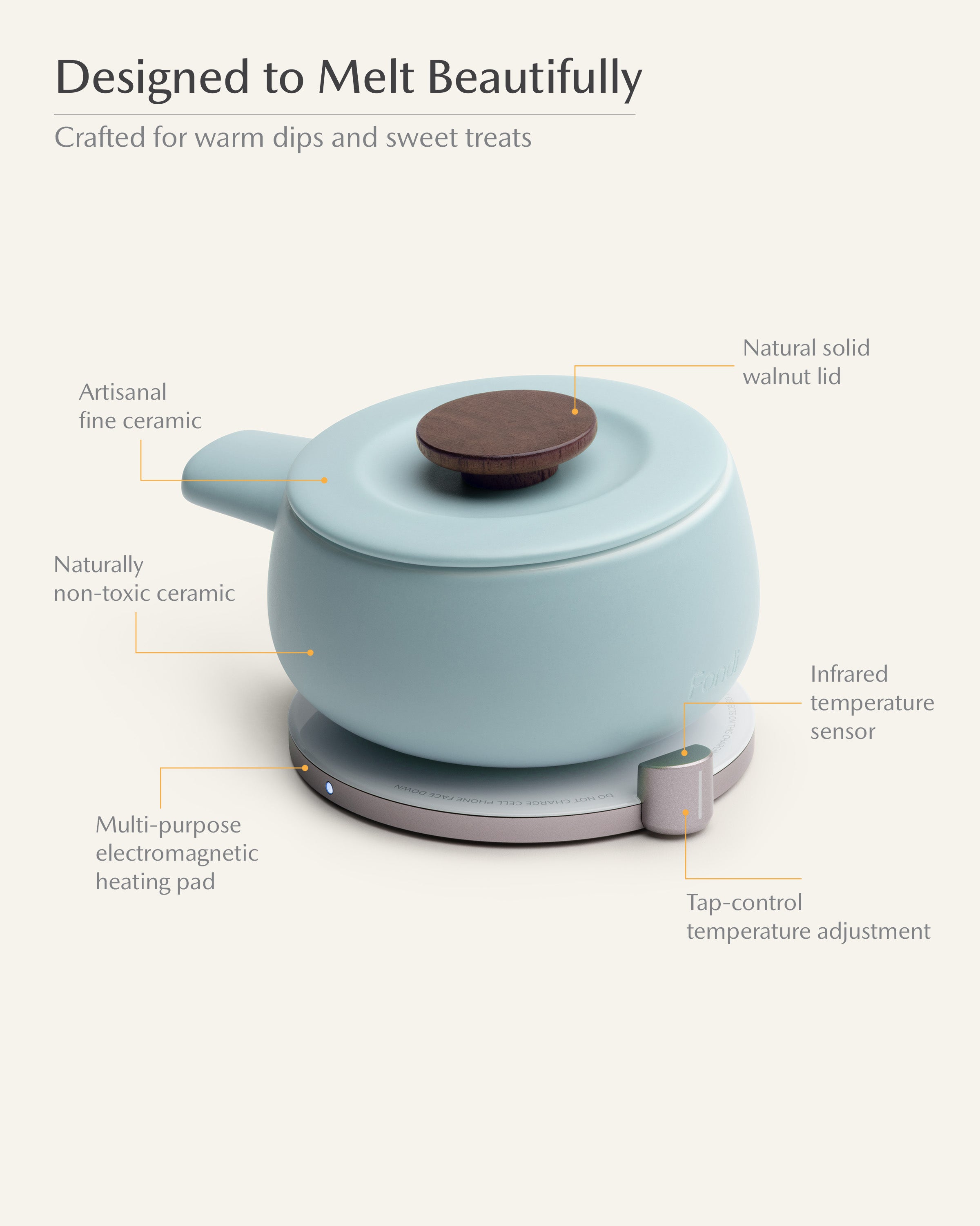 Fondi Self-heating Fondue Set - Moonmist Blue