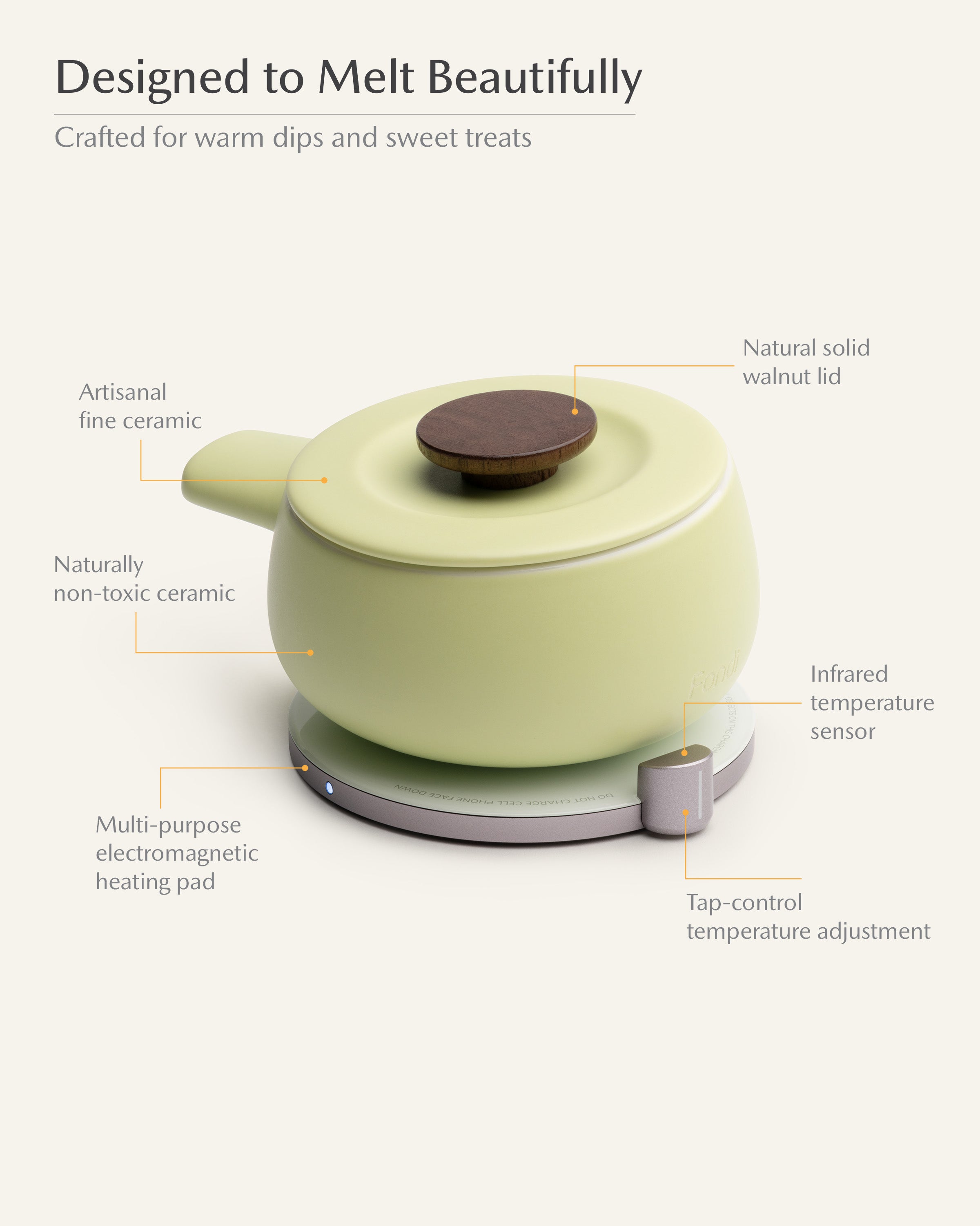Fondi Self-heating Fondue Set - Verde Green