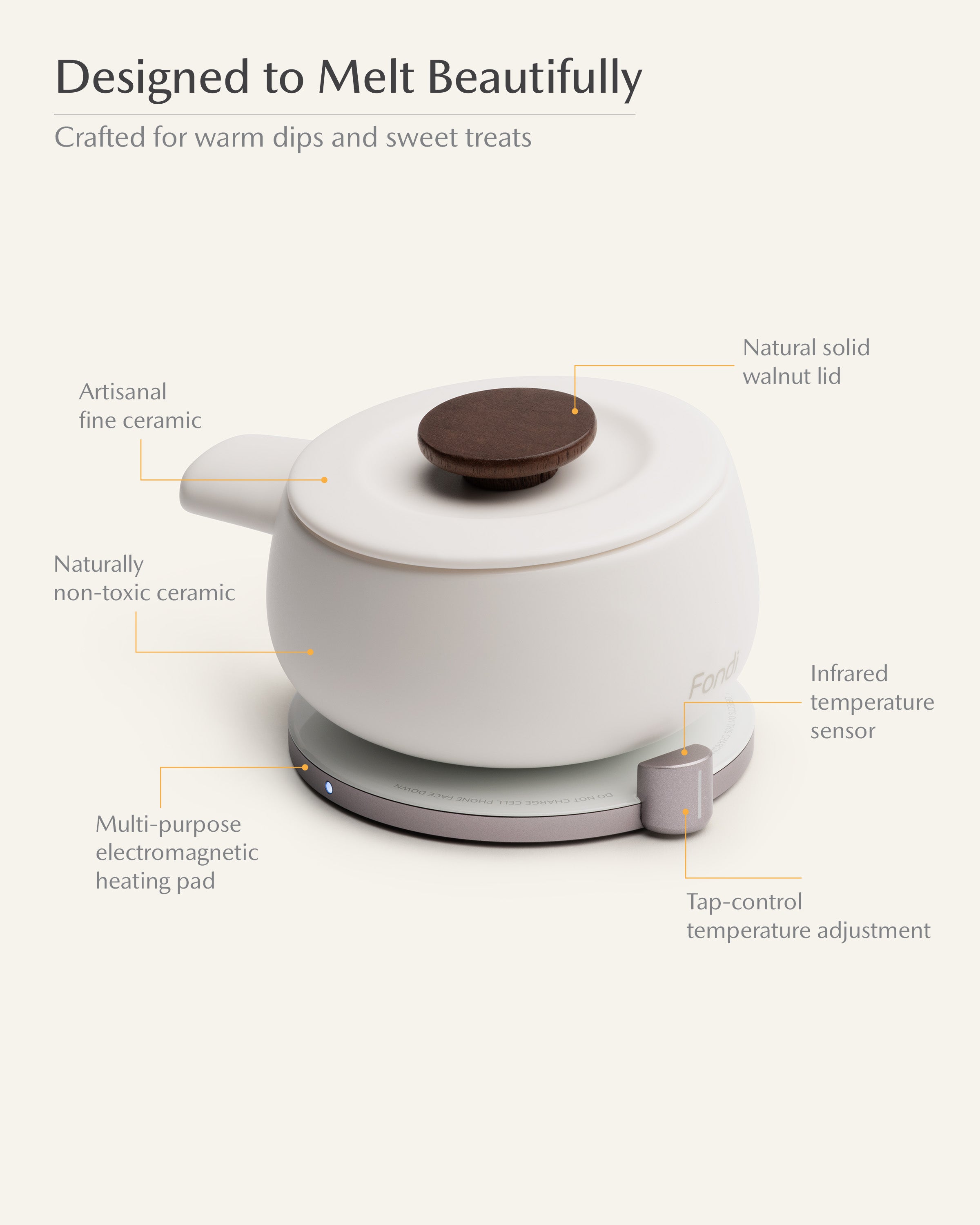 Fondi Self-heating Fondue Set - Jasmine White