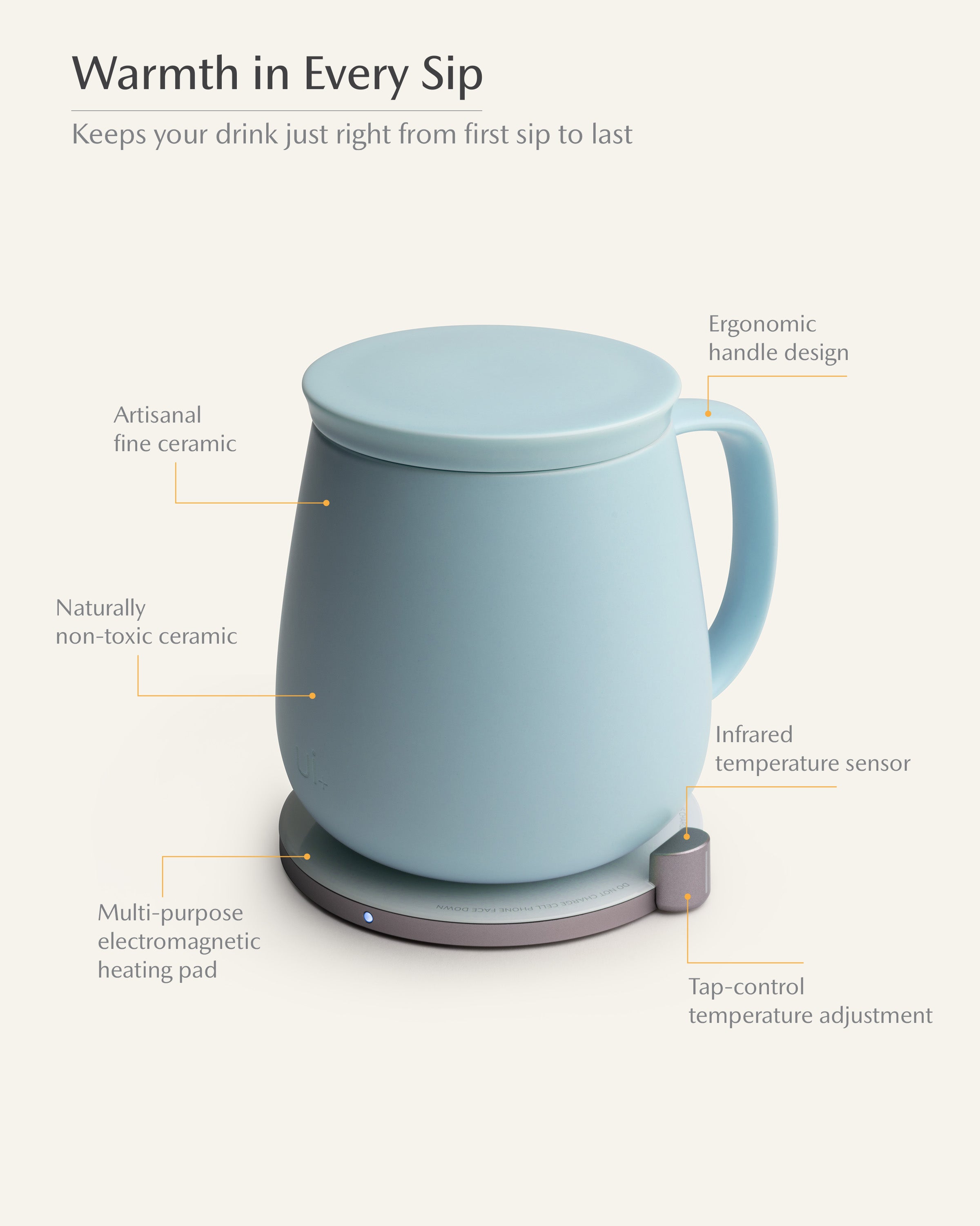 Ui+ Self-heating Mug Set -  Moonmist Blue