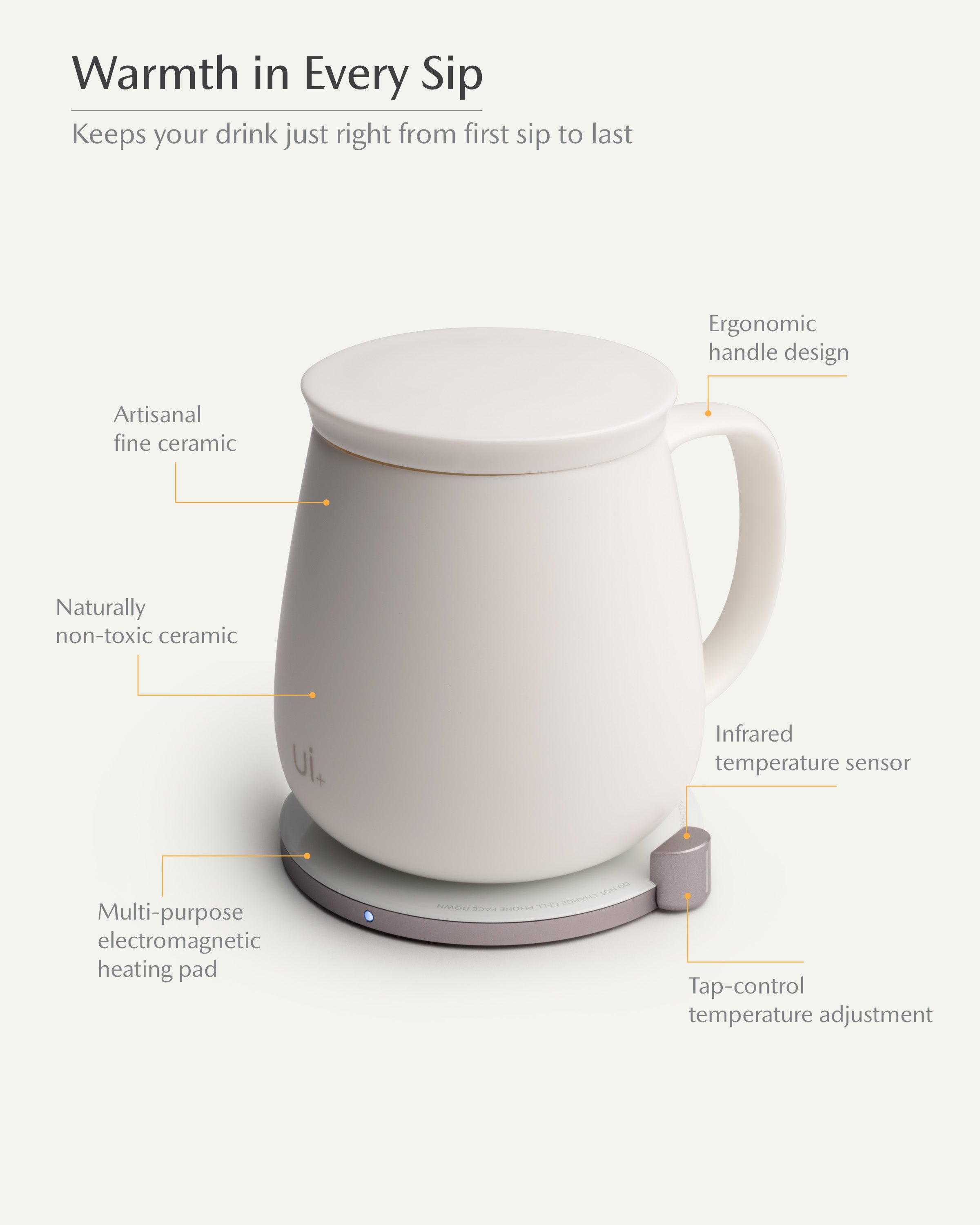 Ui+ Self-heating Mug Set - Jasmine White