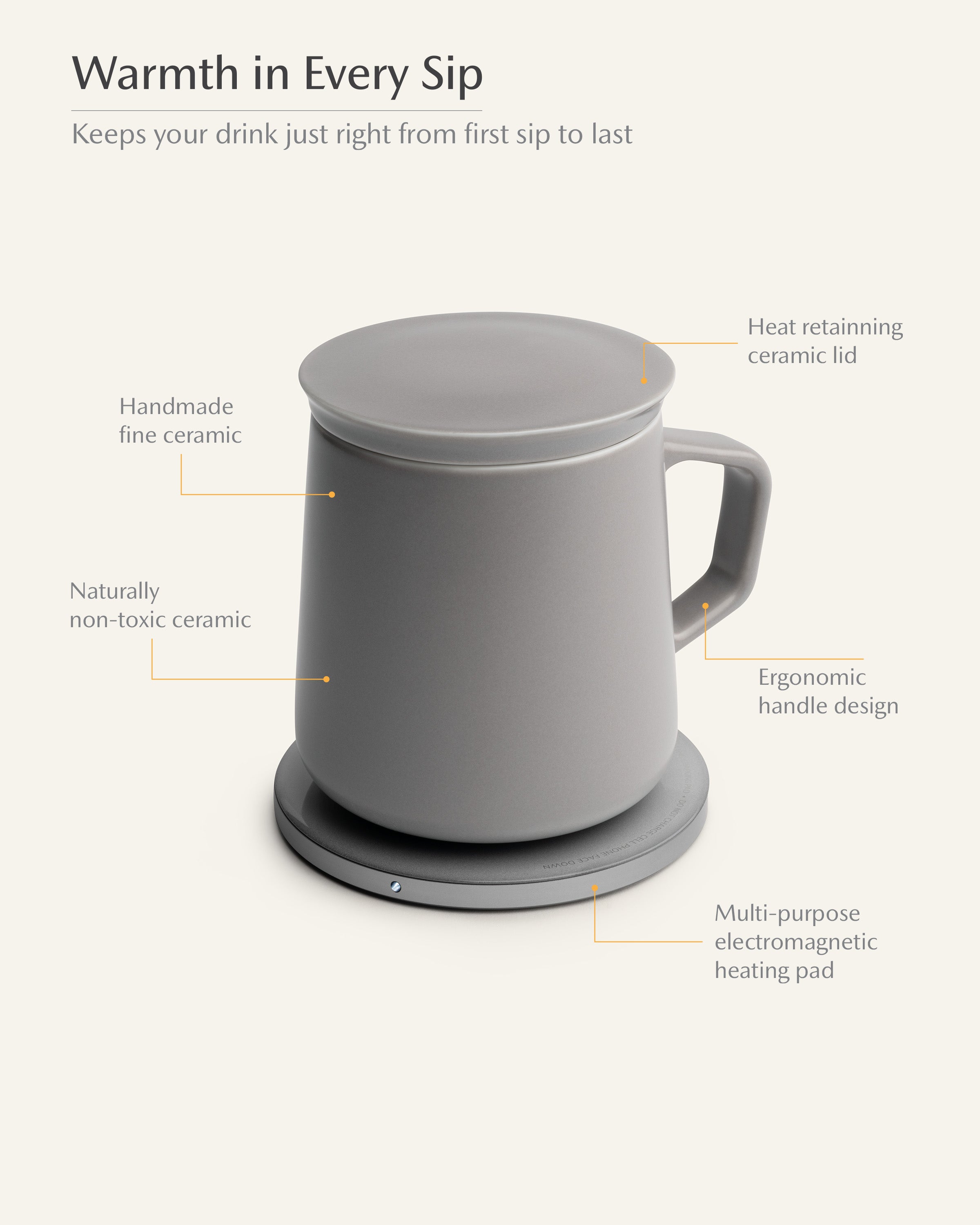 Neo Self-heating Mug Set - Soft Gray