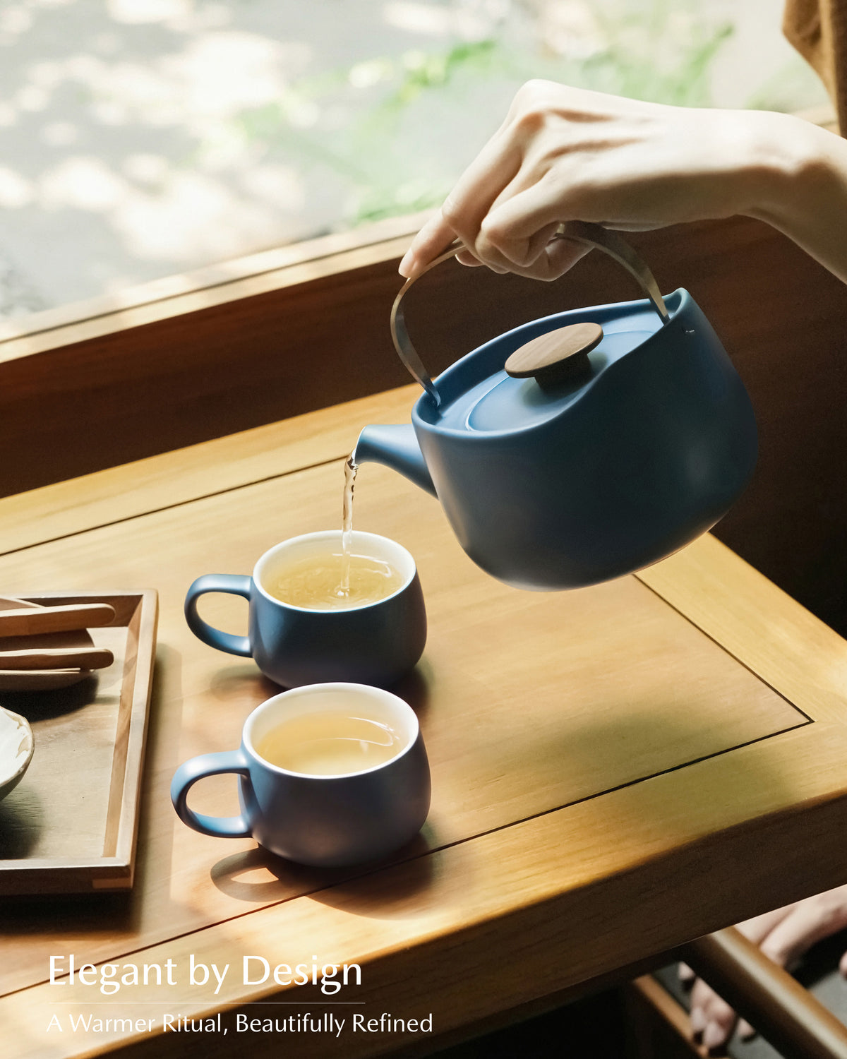 Leiph Self-heating Teapot Set - Deep Navy