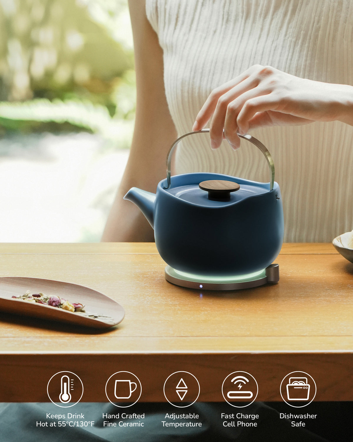 Leiph Self-heating Teapot Set - Deep Navy
