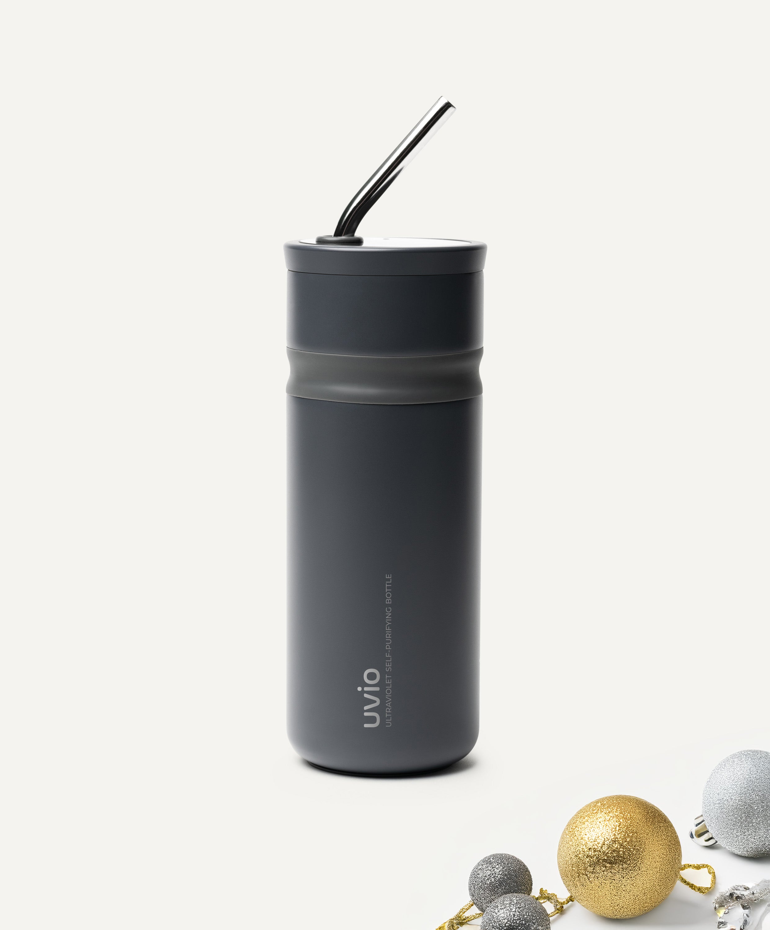 Uvio Self-Purifying Water Bottle - Charcoal Black