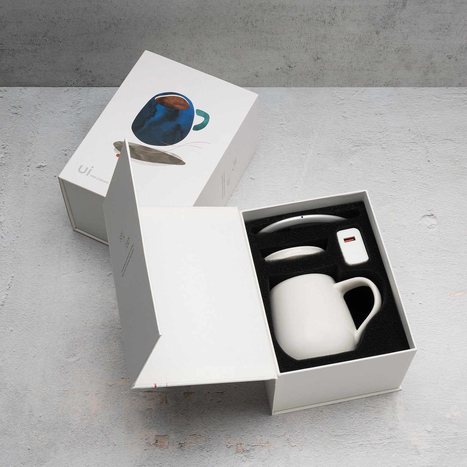 White mug in packaging