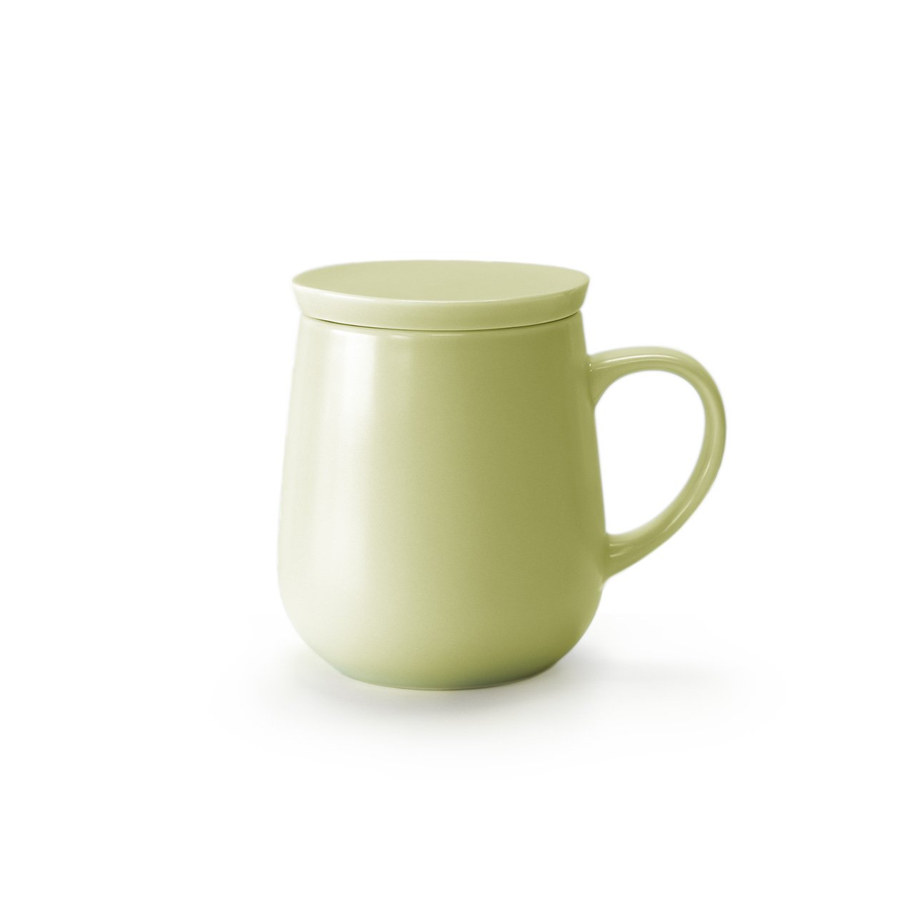 Small olive colored mug with lid