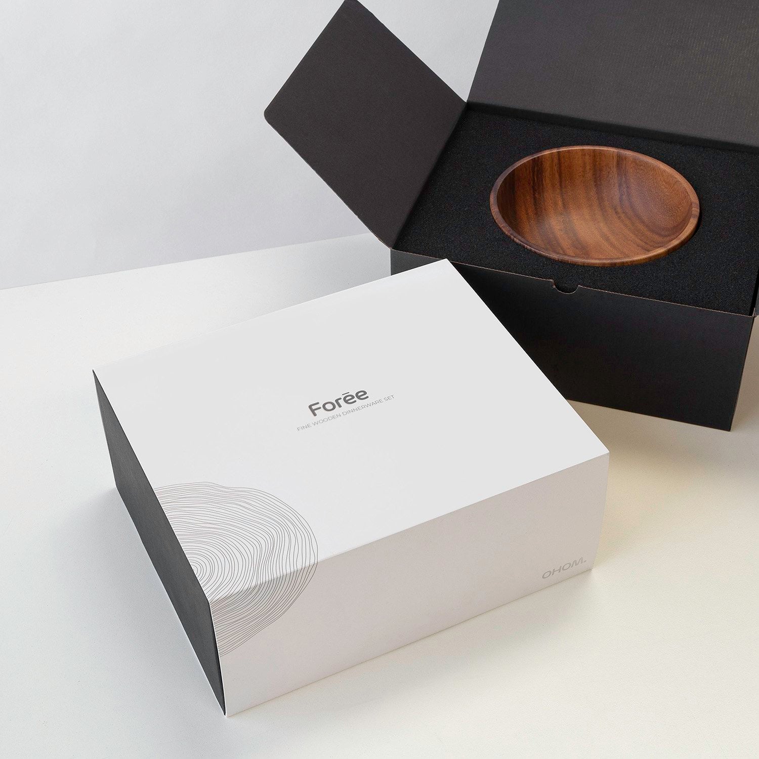Wooden bowl in packaging