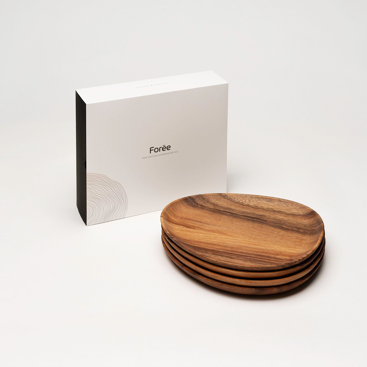 Four wooden plates stacked