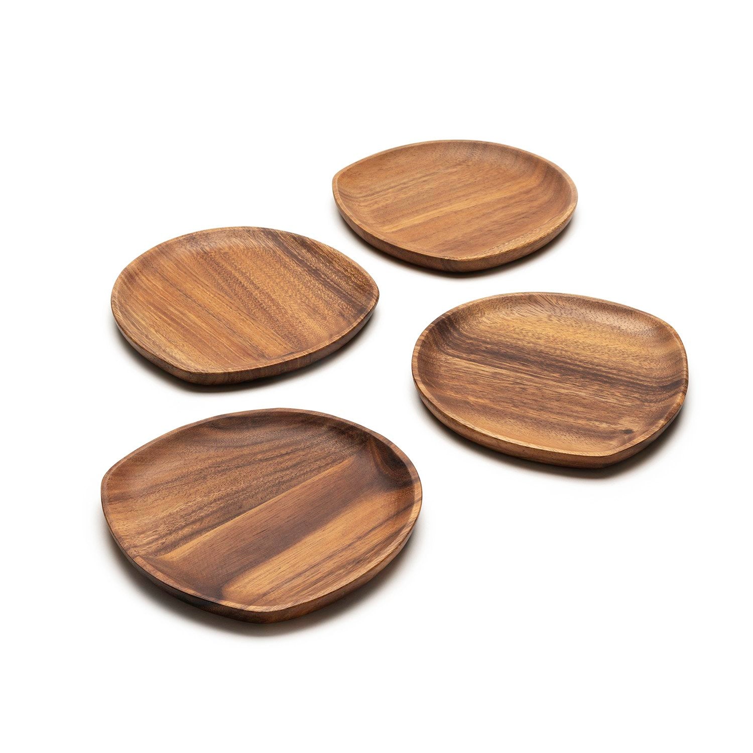 Four medium wooden plates