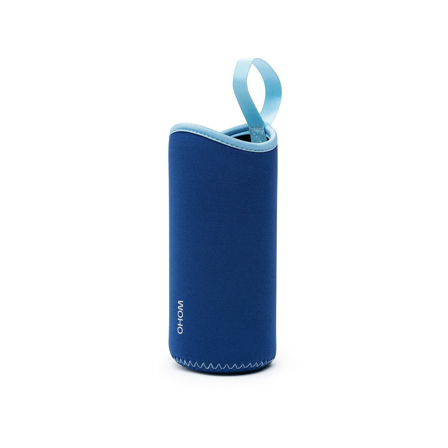 Blue pouch for bottle with OHOM logo