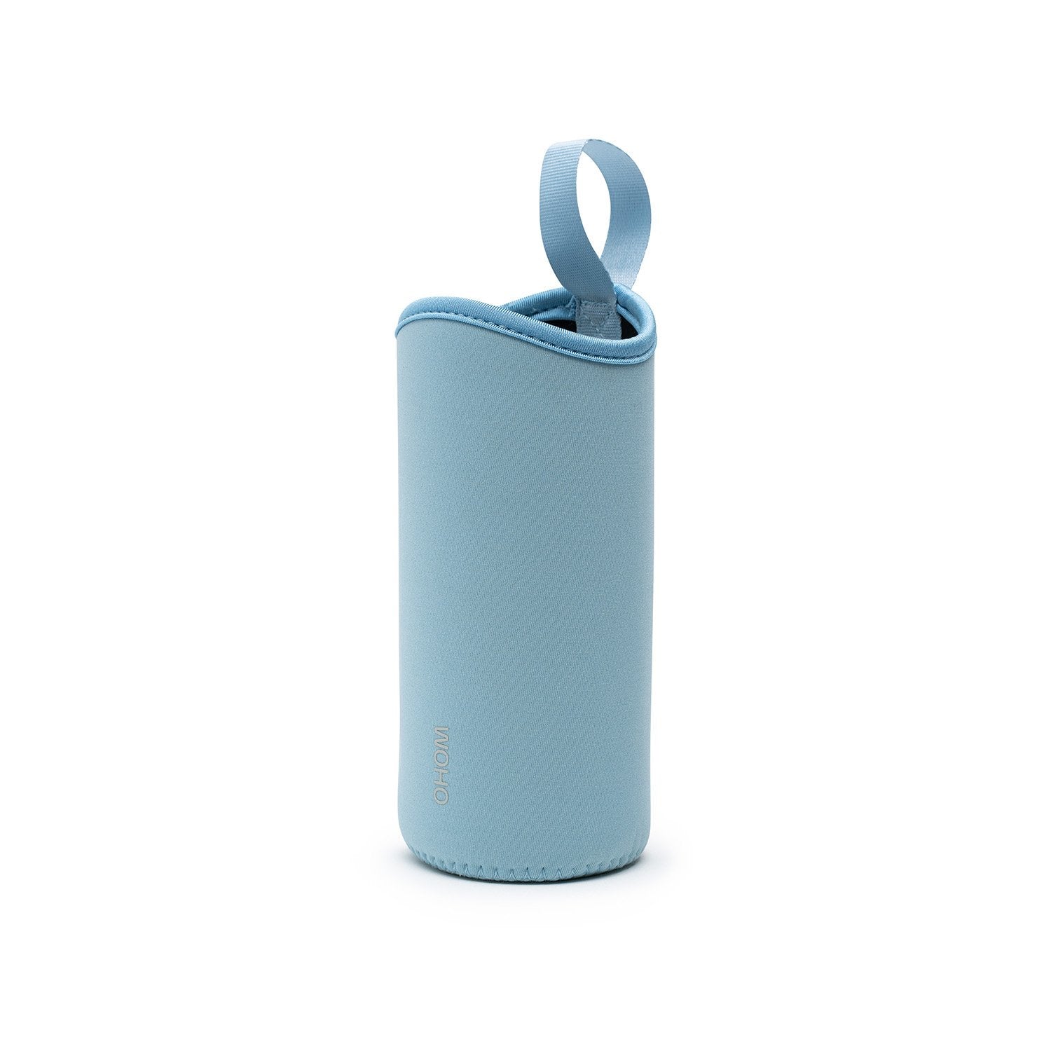 Light blue pouch for bottle with OHOM logo
