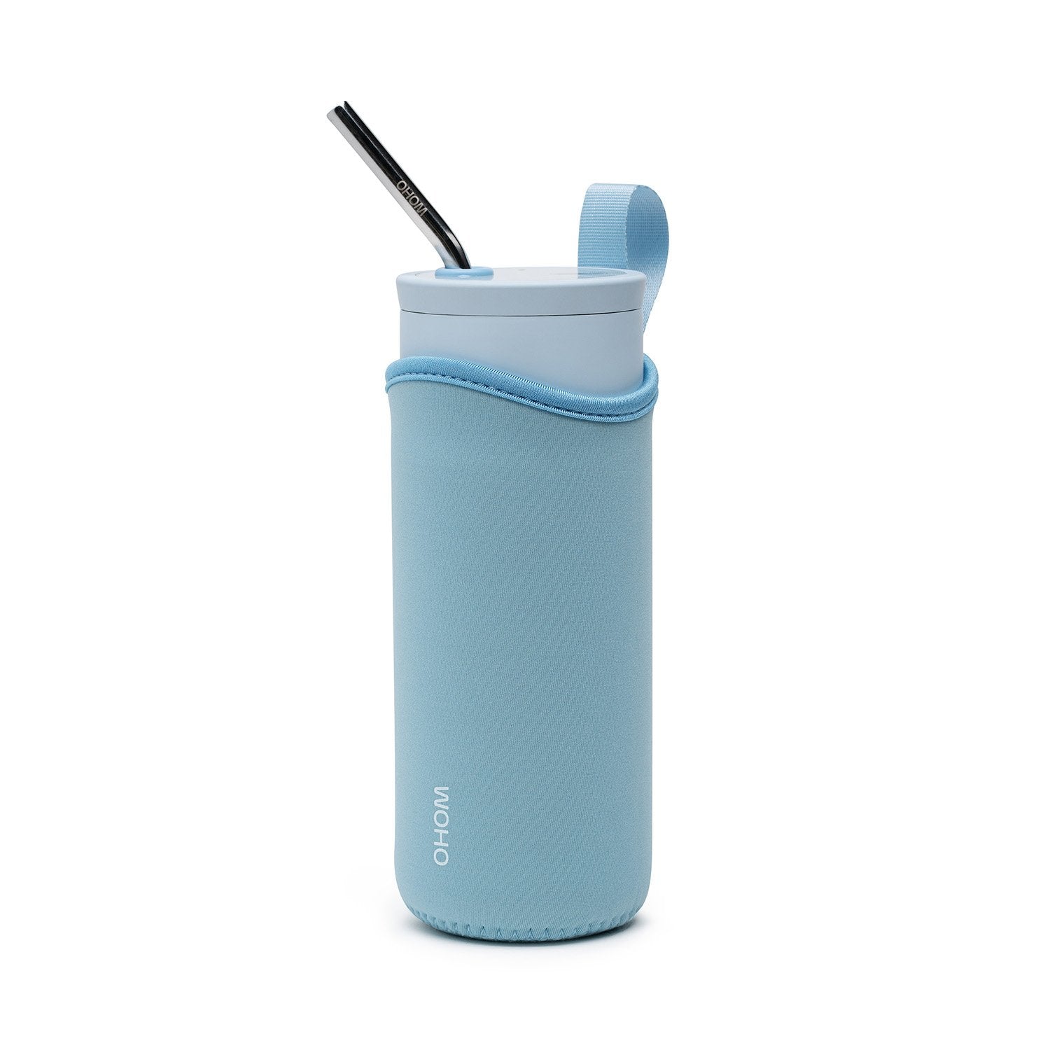 Light blue pouch with bottle and OHOM logo